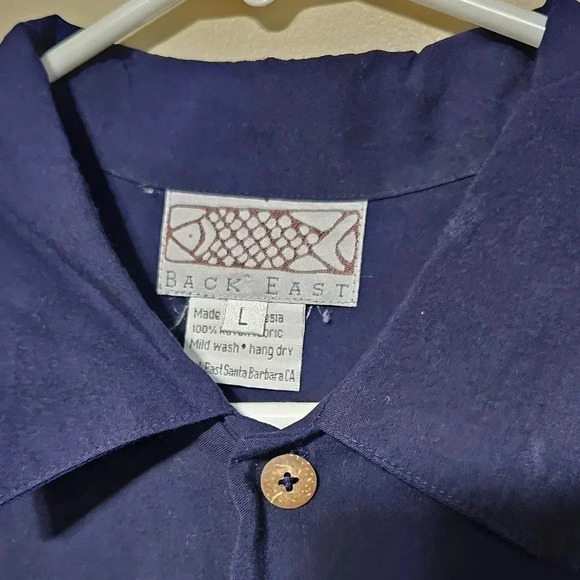 Vintage Back East Men's Size Large Short Sleeve Button Front Shirt Swordfish - Picture 4 of 8